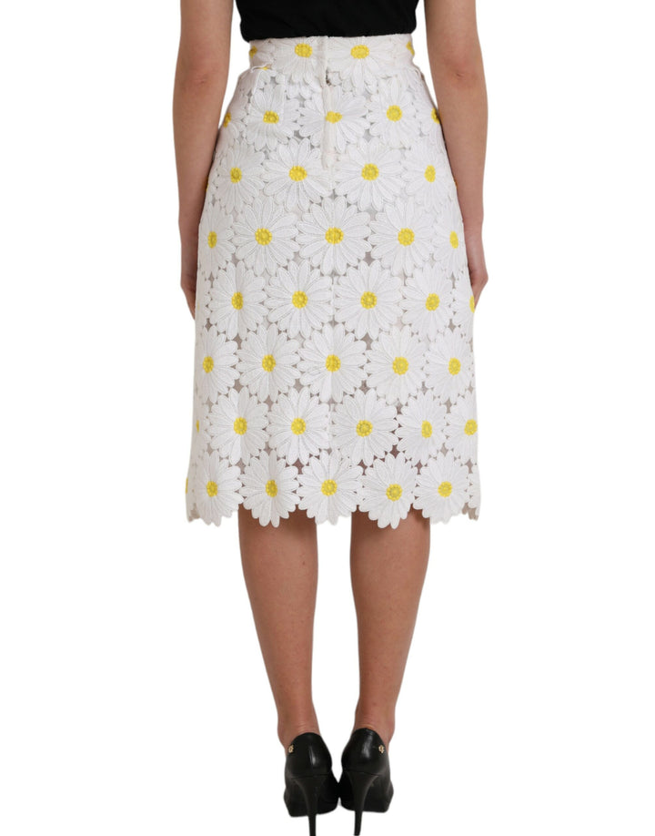 White floral lace straight pencil skirt