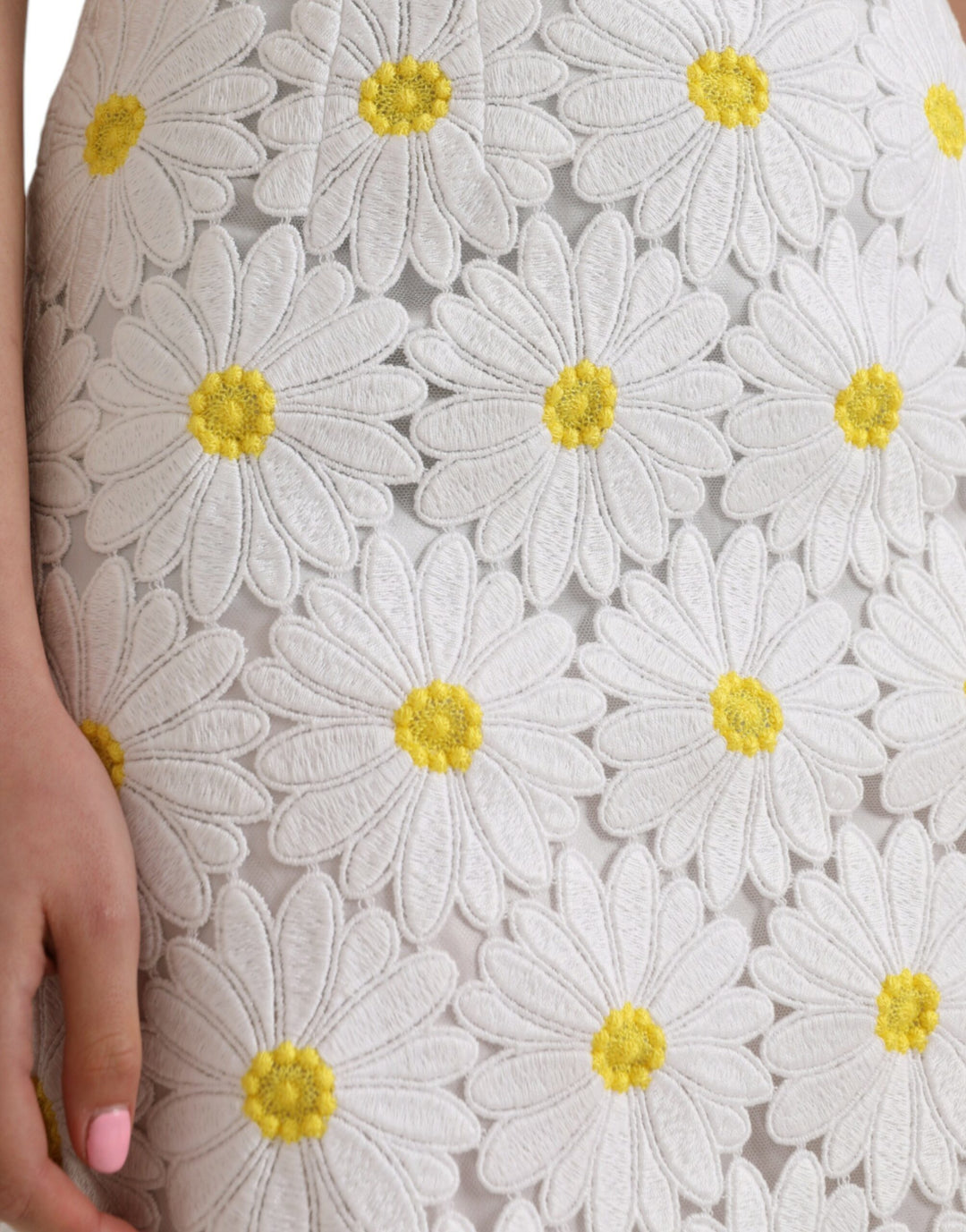 White floral lace straight pencil skirt