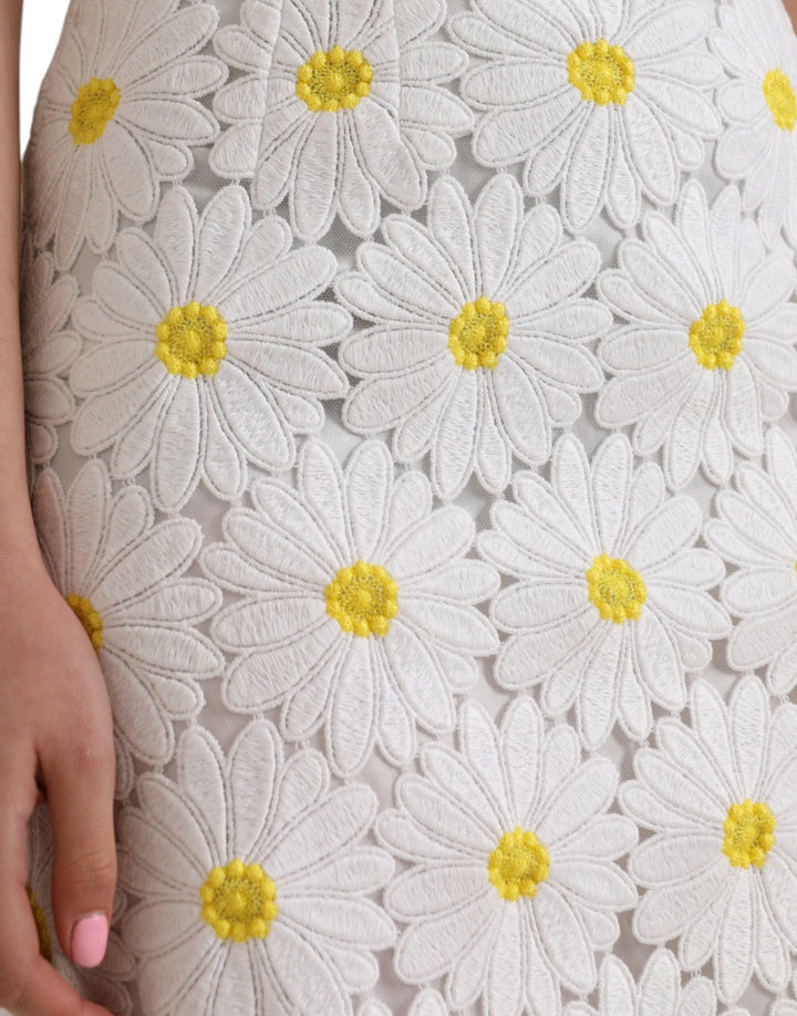White floral lace straight pencil skirt