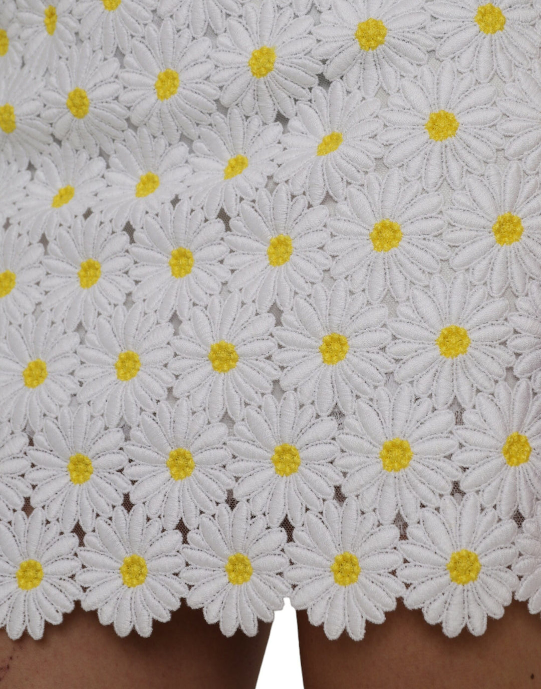 White floral A-line mini skirt