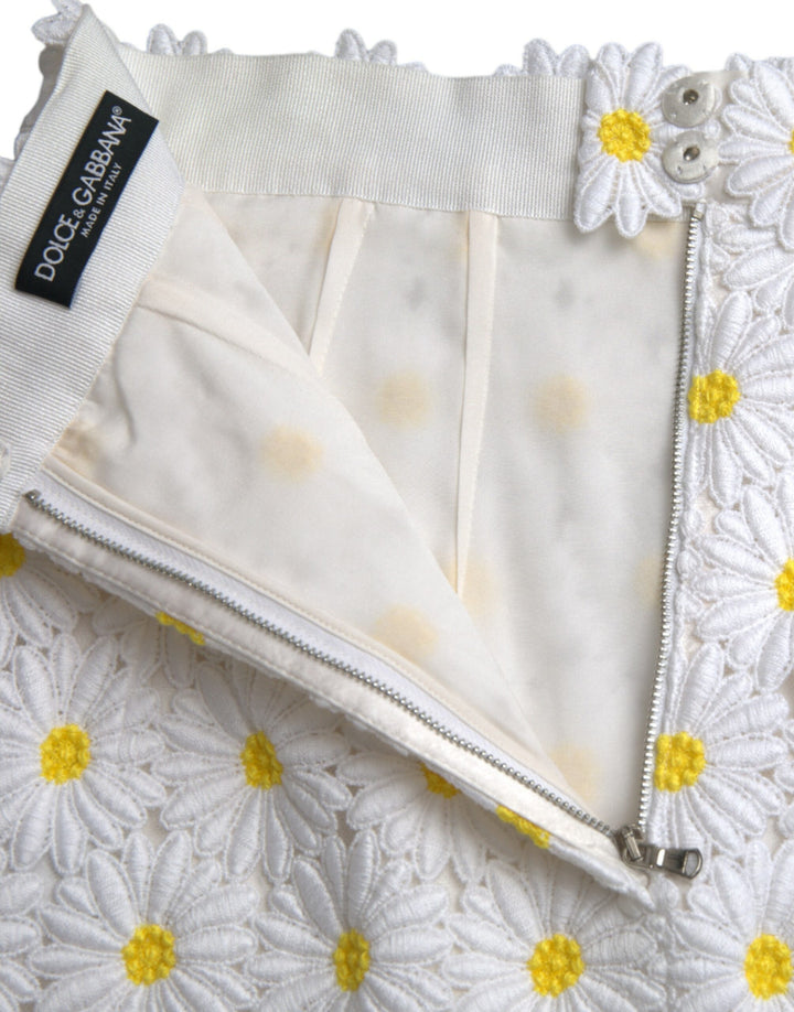 White floral A-line mini skirt
