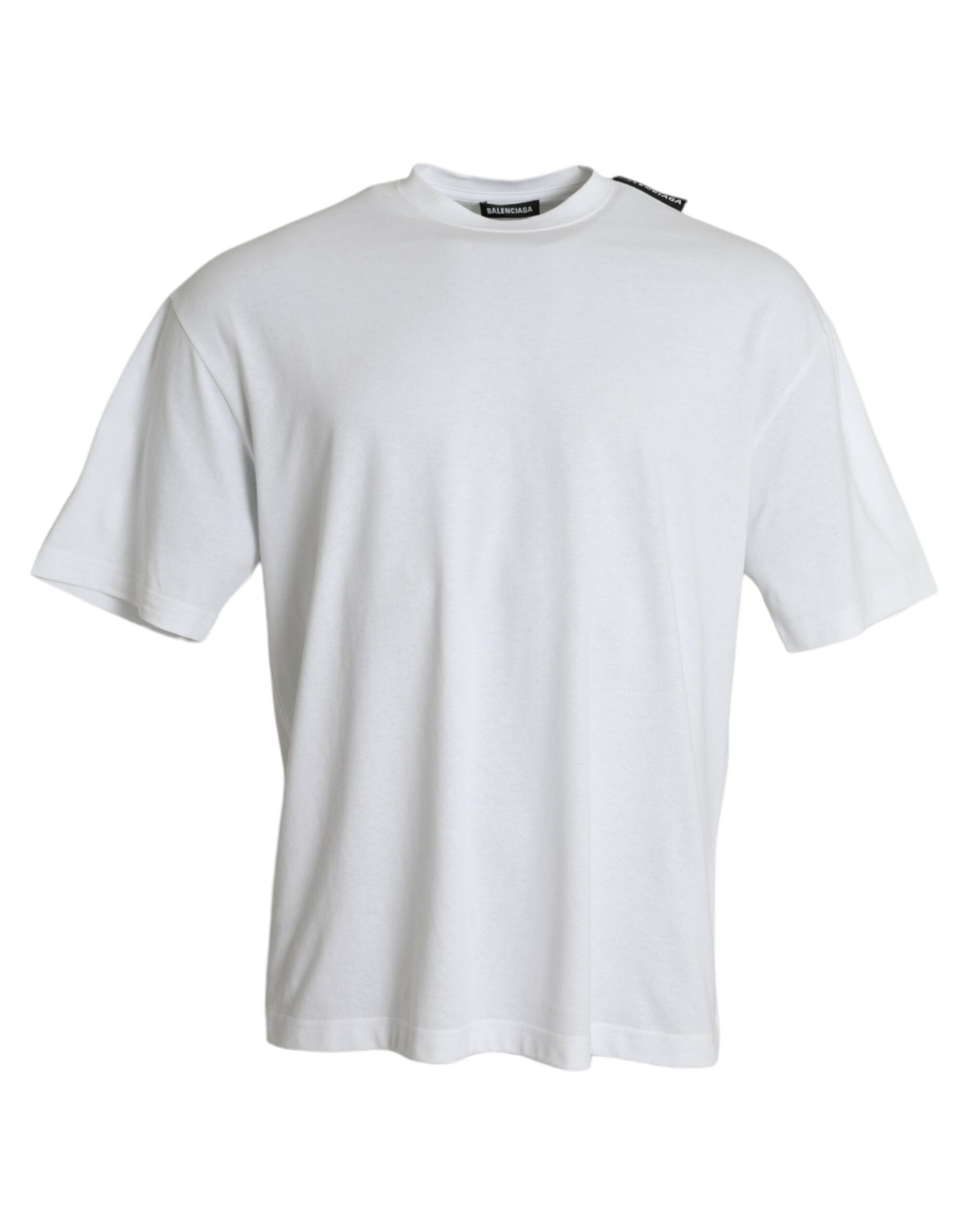 White cotton jersey T-shirt with round neck