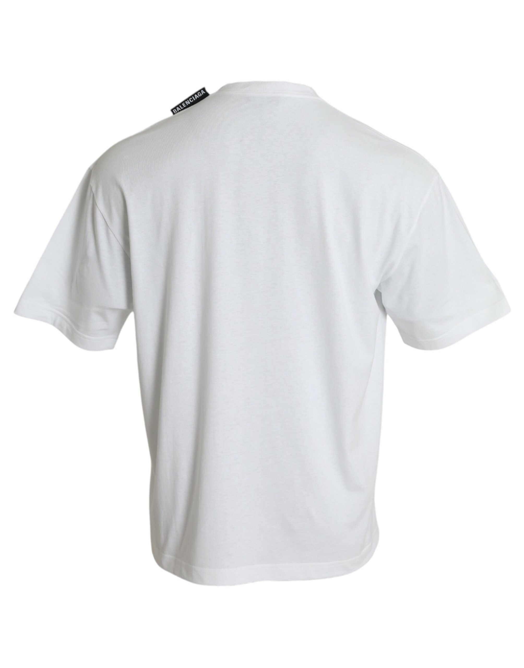 White cotton jersey T-shirt with round neck