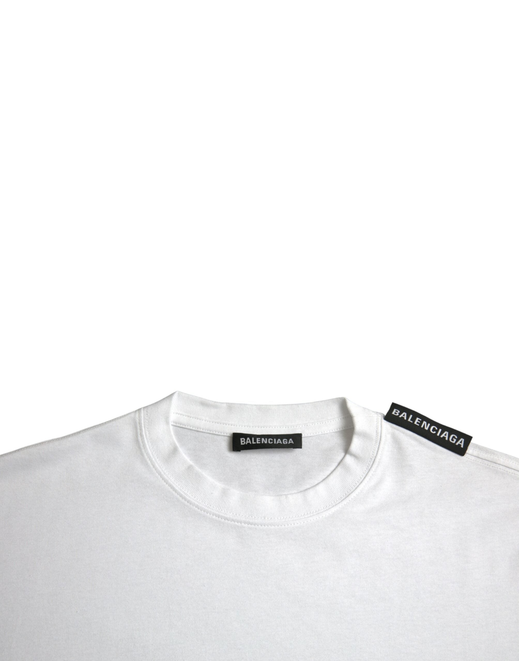 White cotton jersey T-shirt with round neck