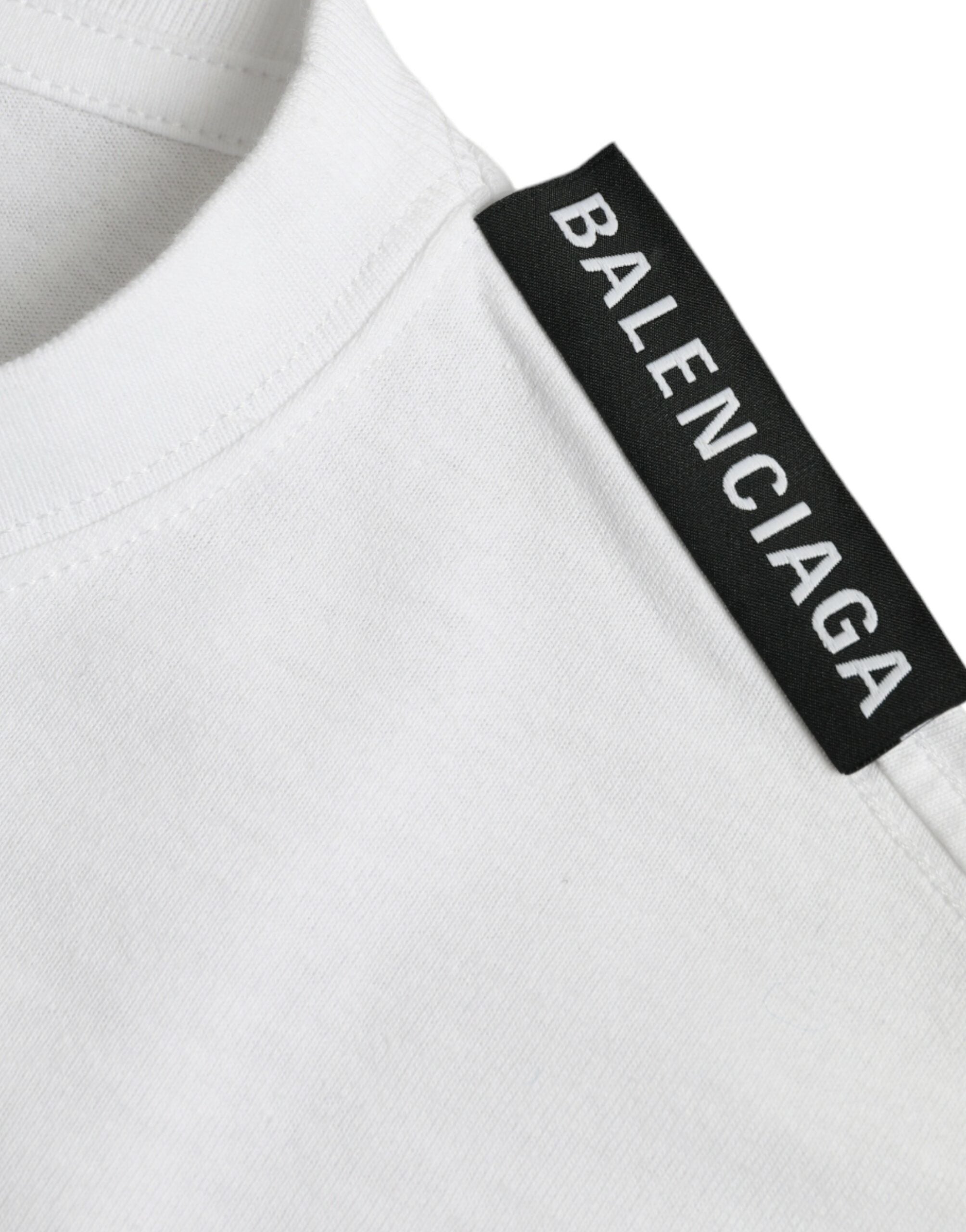 White cotton jersey T-shirt with round neck