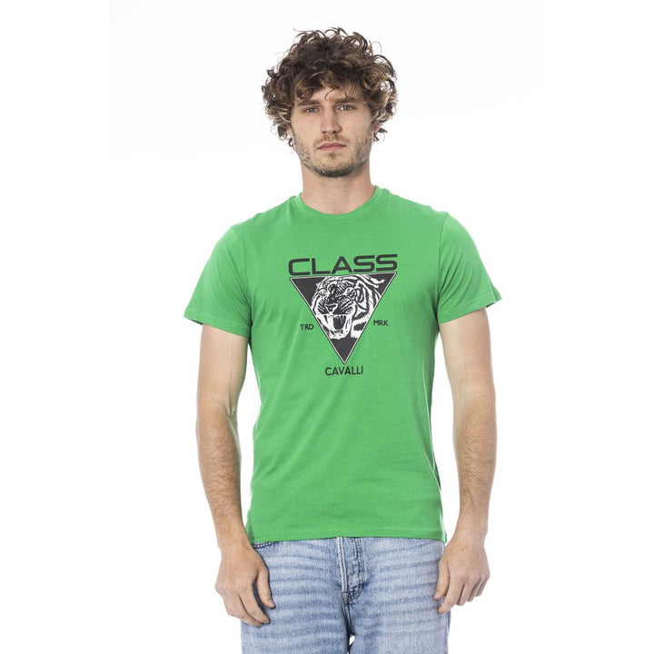 Cavalli Class Grünes Baumwolle Männer T-Shirt