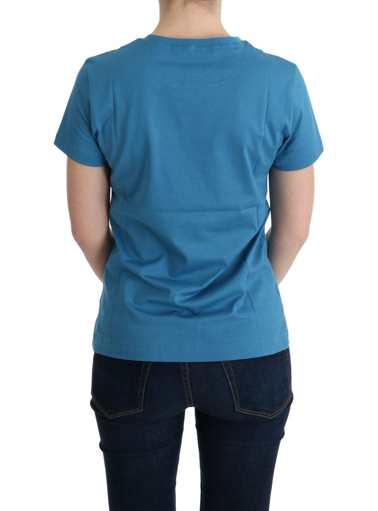 Chic blue cotton T-shirt with 2017 print