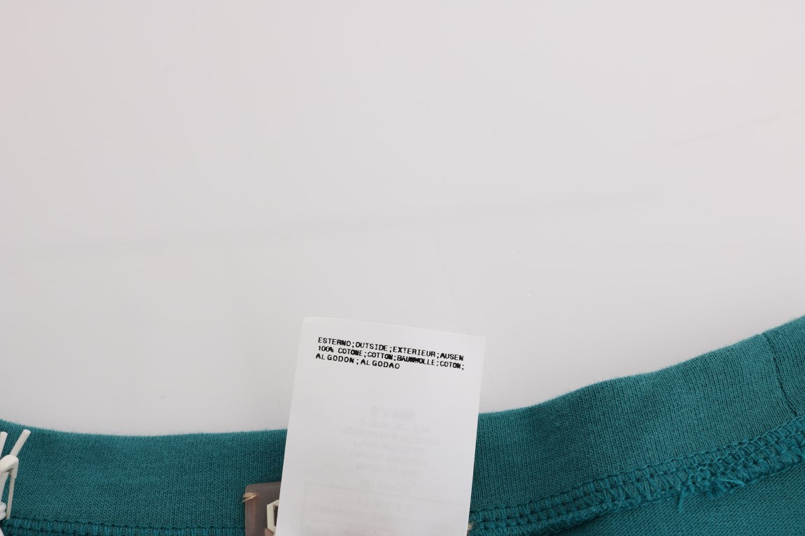 Elegant cotton sweater with round neck in green