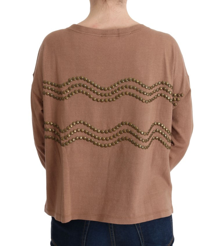 John Galliano Schicker brauner Baumwollpullover mit Rundhalsausschnitt