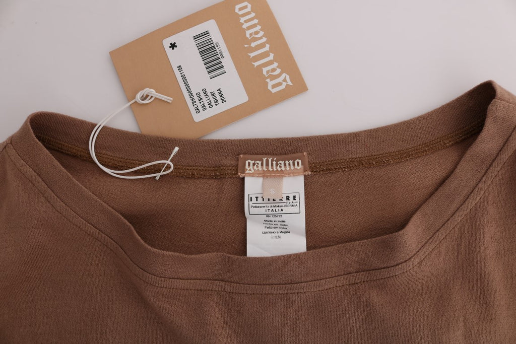 Chic brown cotton sweater with round neck