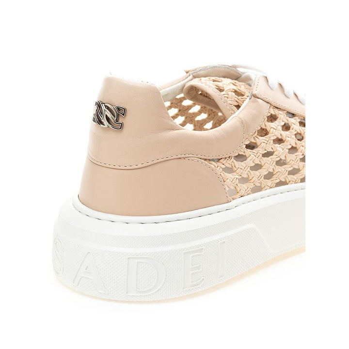 Casadei Chic Beige Leder Sneakers