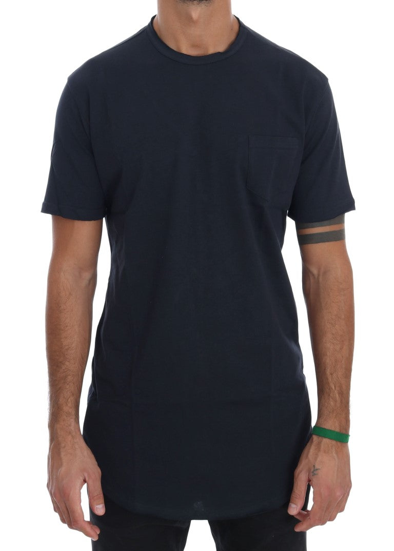 T-Shirt aus blauer Baumwolle mit Rundhalsausschnitt