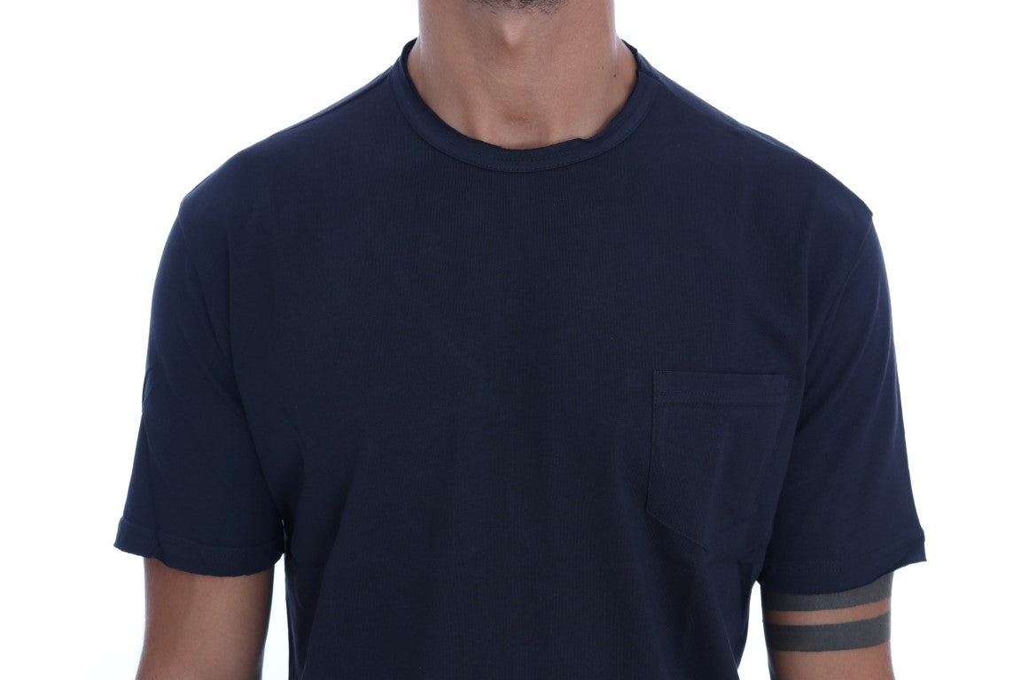 T-Shirt aus blauer Baumwolle mit Rundhalsausschnitt
