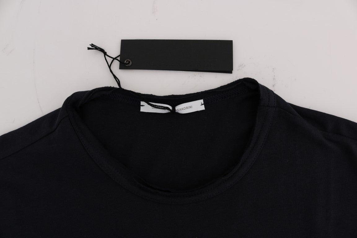 T-Shirt aus blauer Baumwolle mit Rundhalsausschnitt