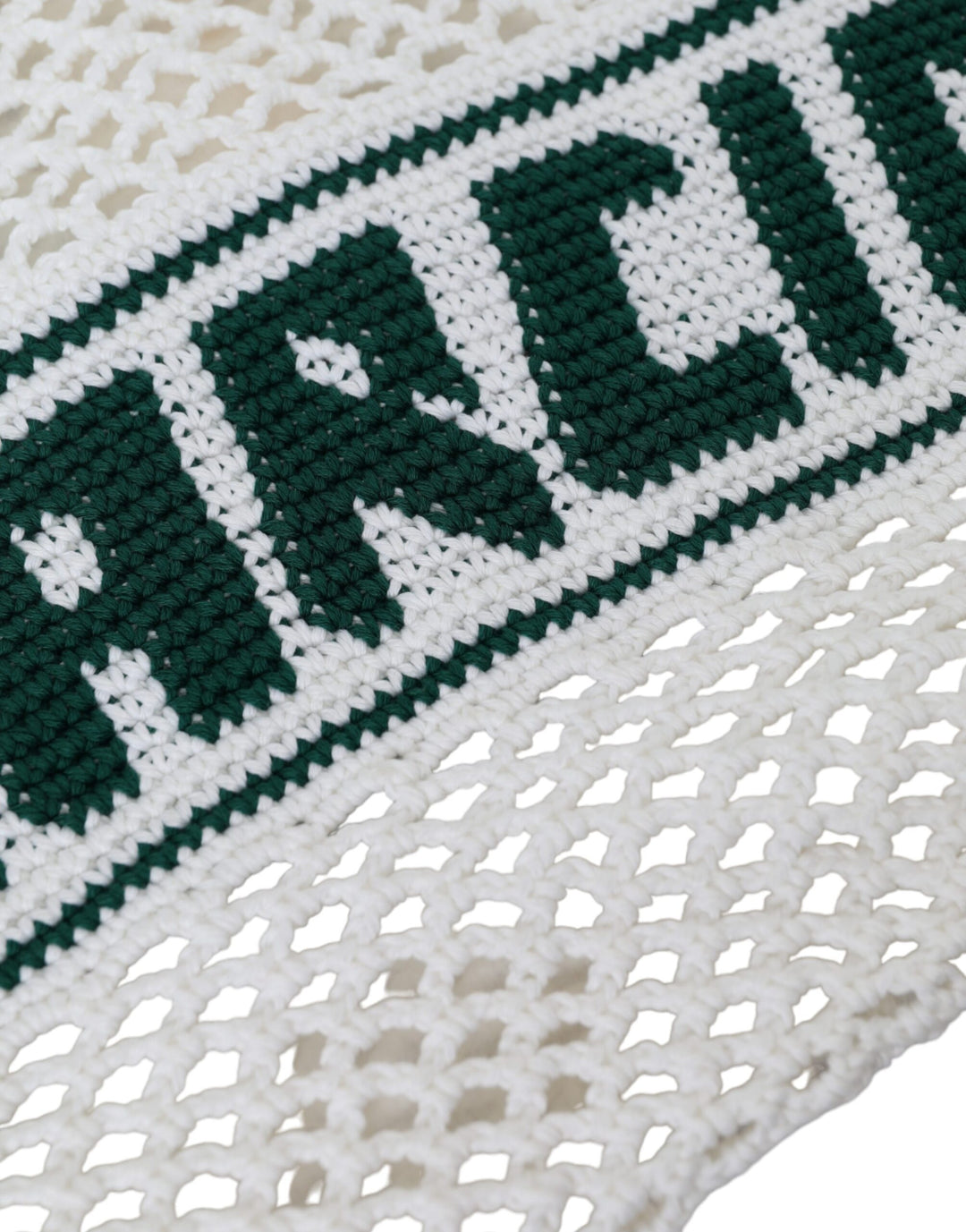 Weiß Grün gestrickt Baumwolle Logo Einkaufstasche