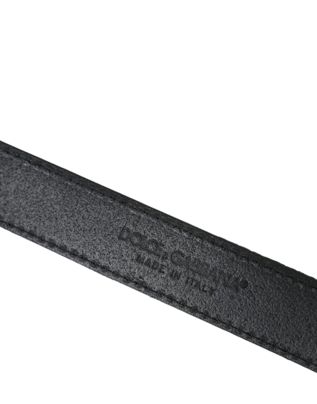 Black jacquard stripe belt with silver metal buckle