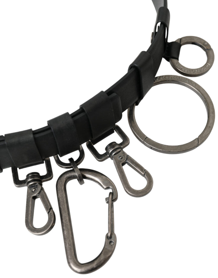 Black calf leather silver metal buckle belt