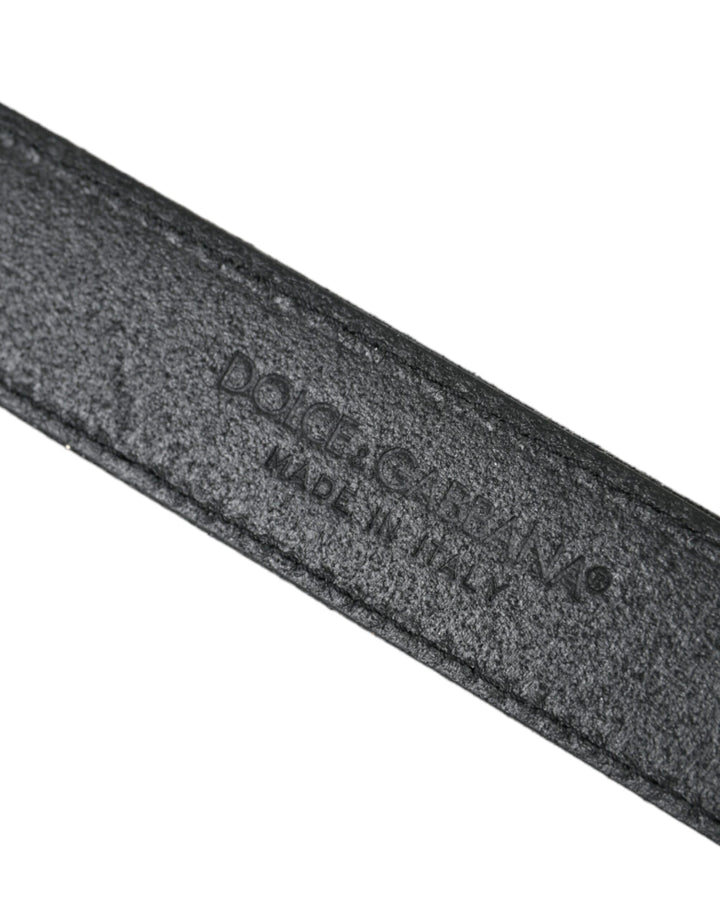 Black glitter leather belt with silver buckle
