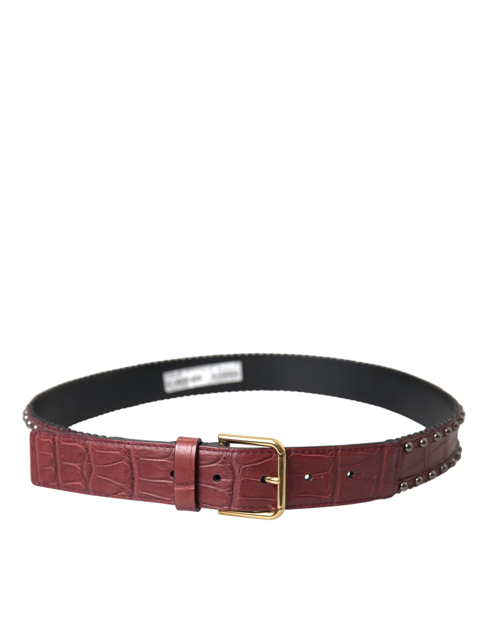 Brown alligator leather belt with metal buckle