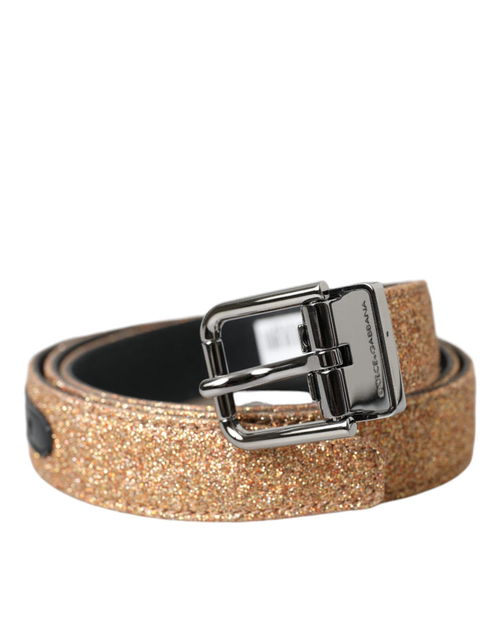 Gold Glitter Leder Silber Metall Schnalle Gürtel