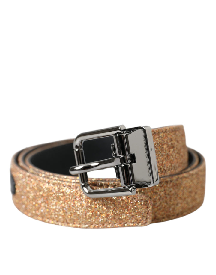 Gold Glitter Leder Silber Metall Schnalle Gürtel