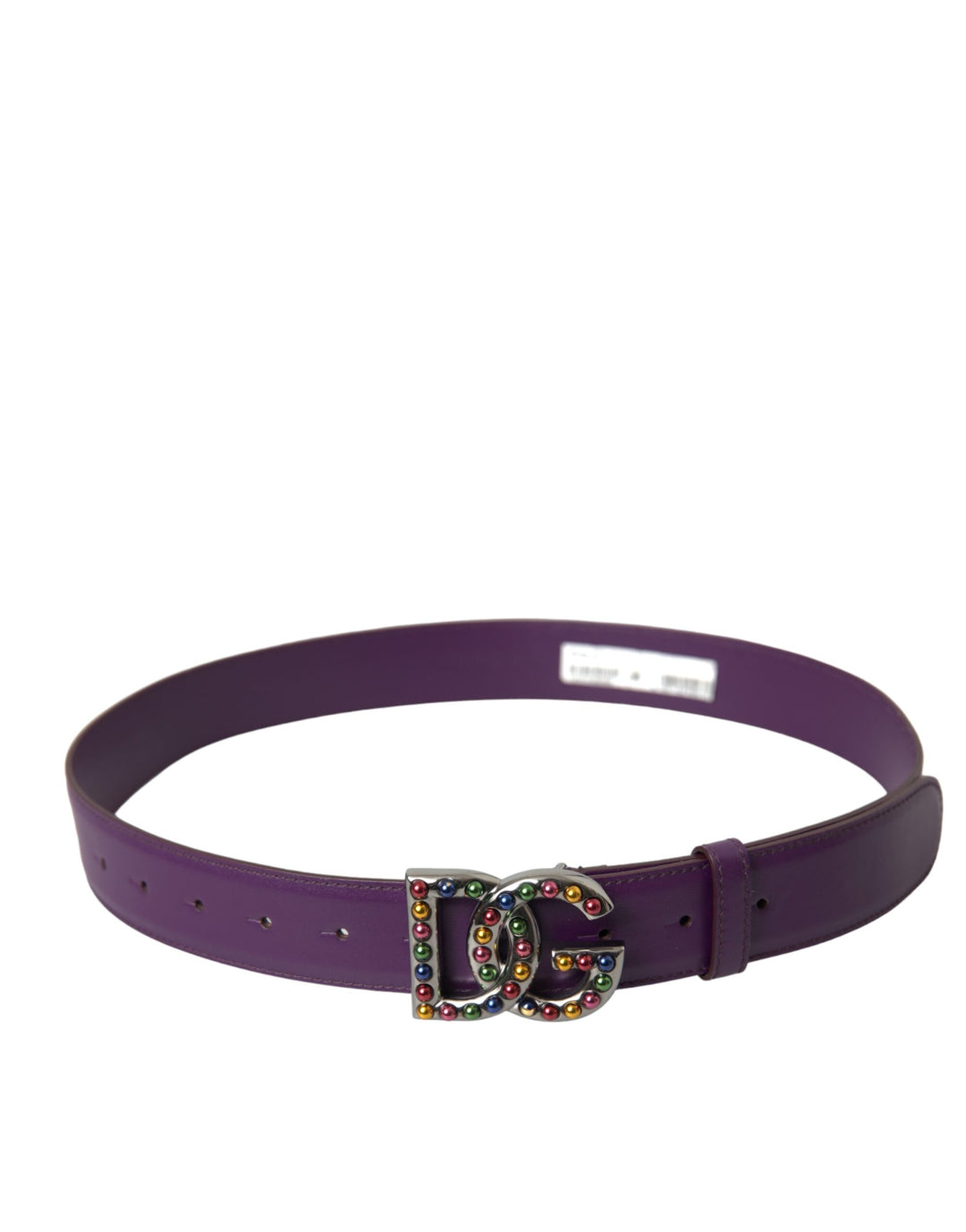 Purple leather DG logo rivets metal buckle belt