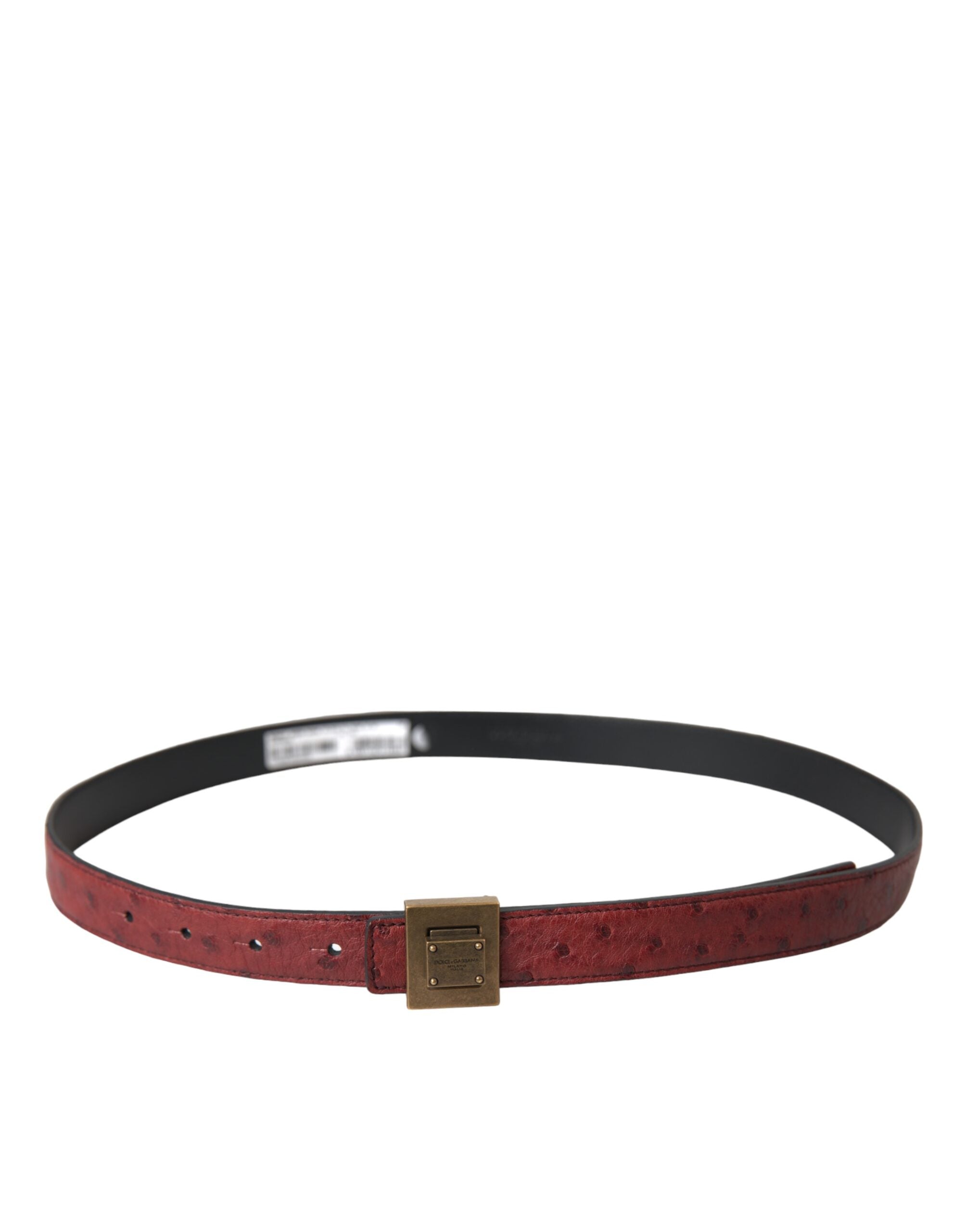 Brown leather belt with square metal buckle