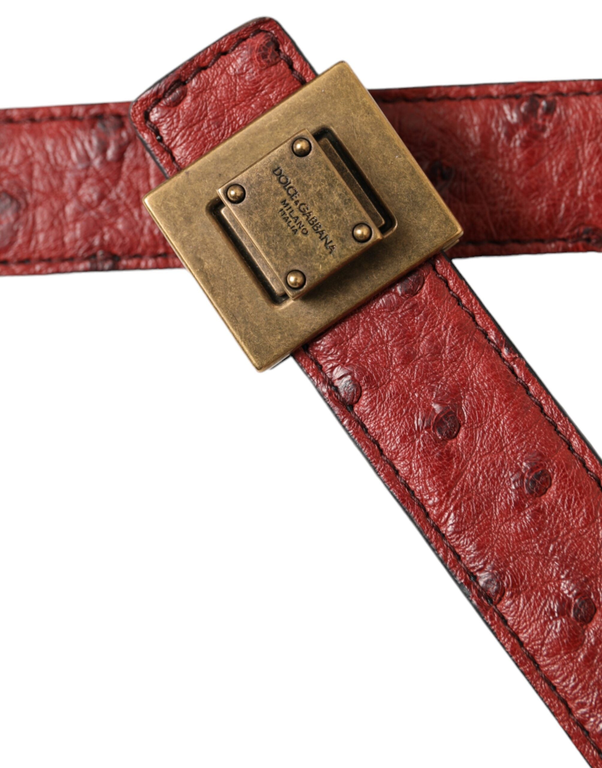 Brown leather belt with square metal buckle