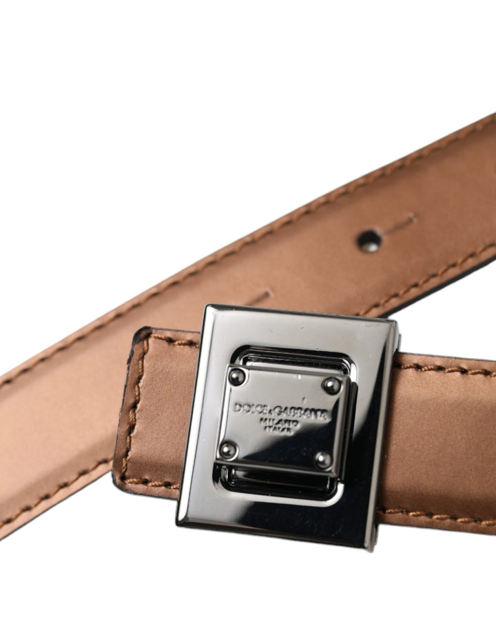 Bronze Leder Quadratische Metallschnalle Gürtel