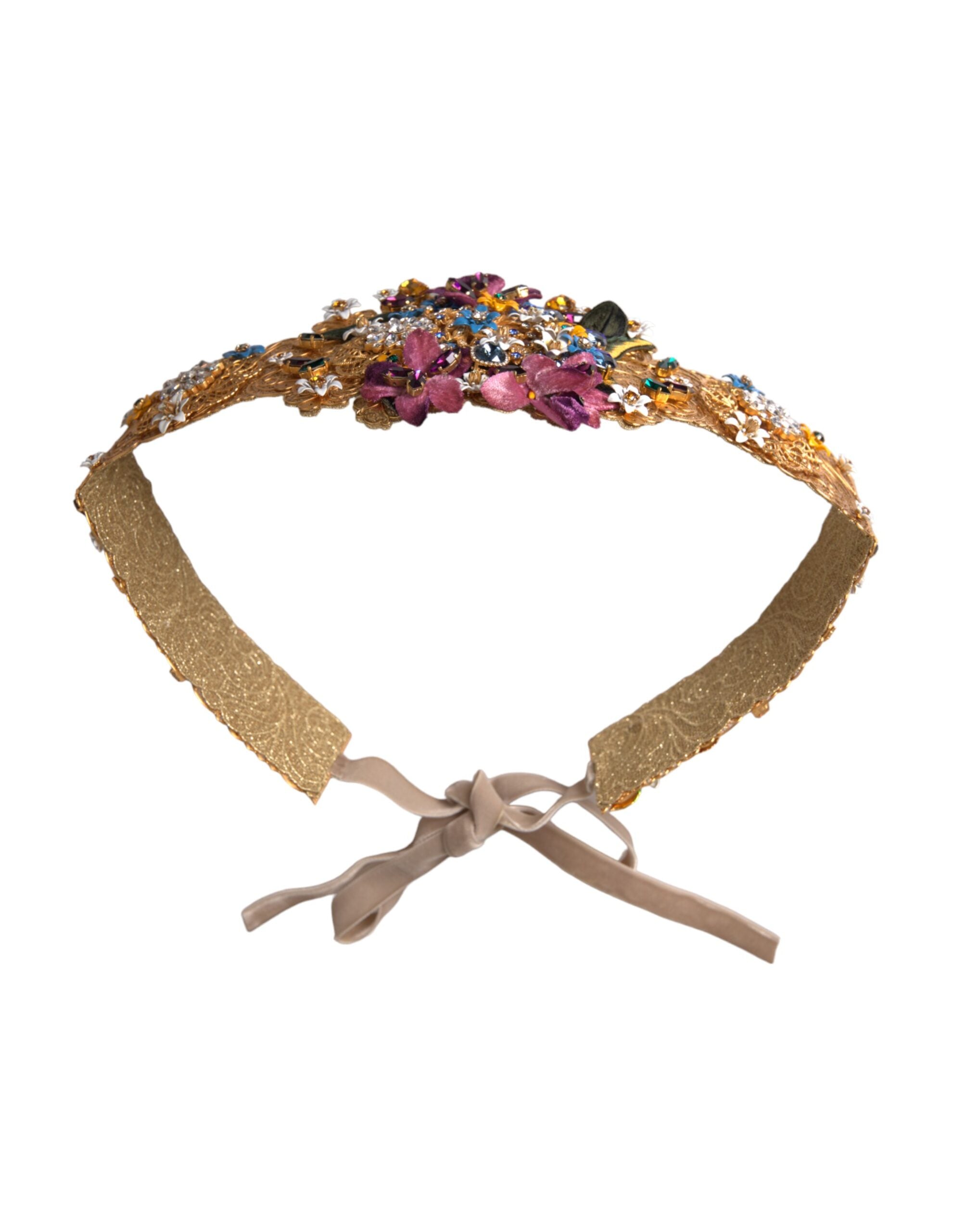 Multicolored wide belt with floral crystal and embellishments