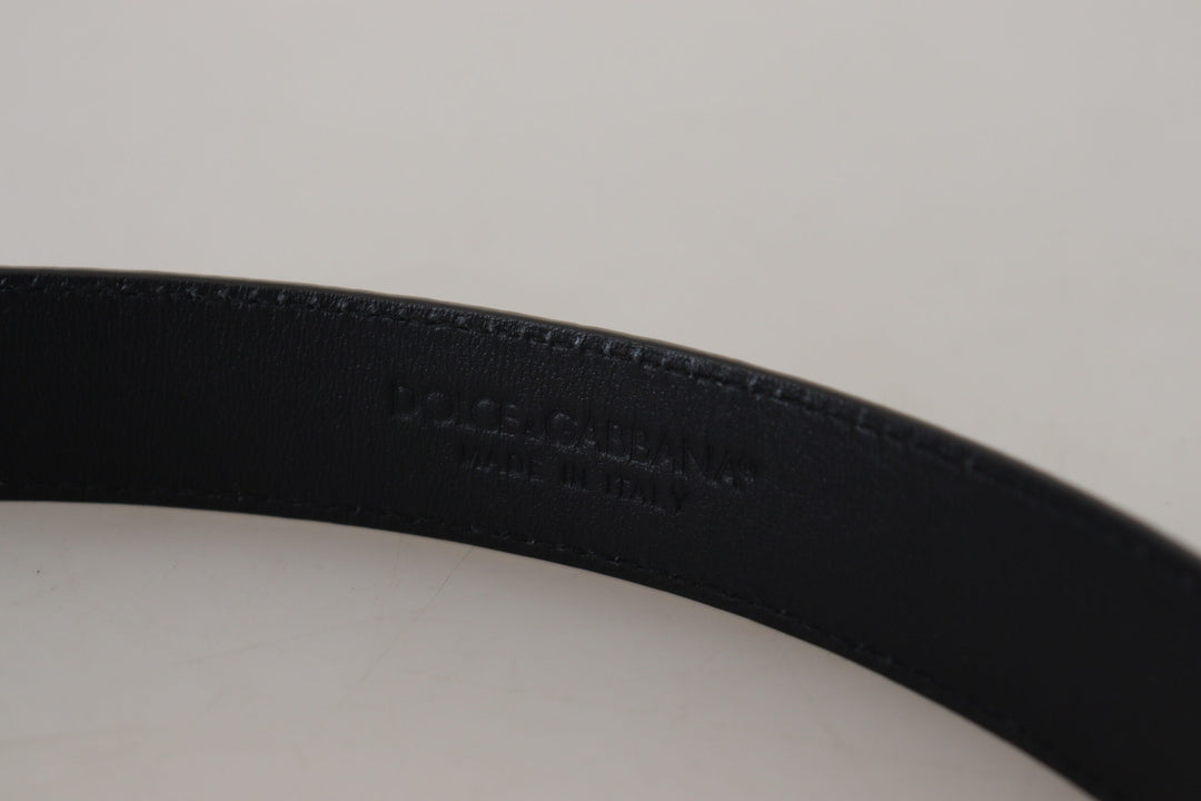Black exotic leather belt with gold metal buckle