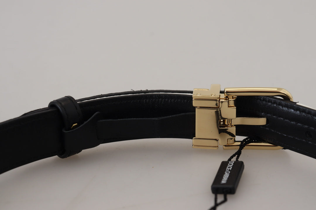 Weiß Schwarz Patchwork Gold Metallschnalle Gürtel