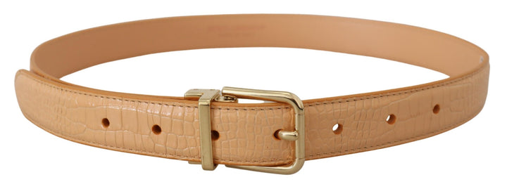 Beige Exotisches Leder Gold Metallschnalle Gürtel