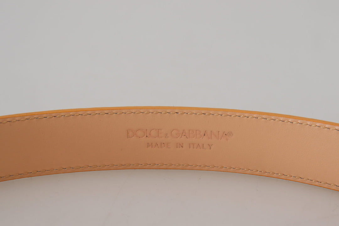 Beige Exotisches Leder Gold Metallschnalle Gürtel