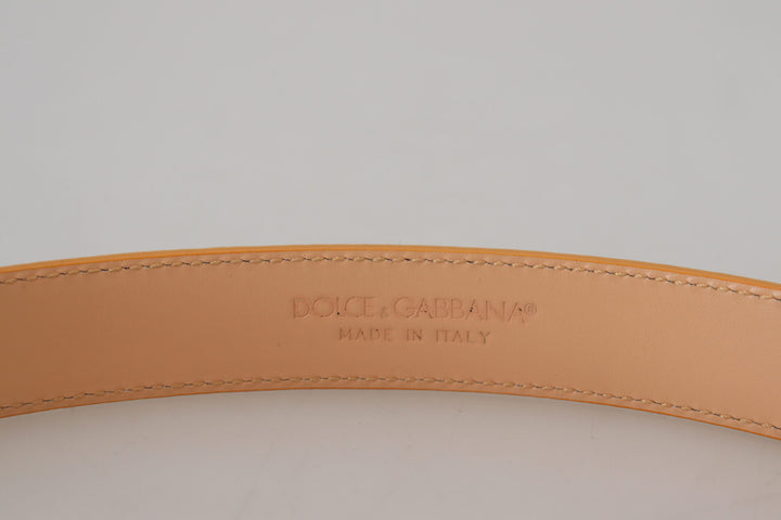 Beige Exotisches Leder Gold Metallschnalle Gürtel