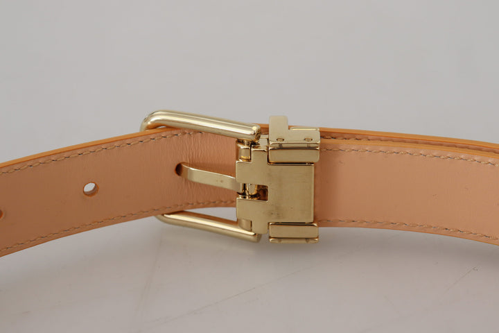 Beige Exotisches Leder Gold Metallschnalle Gürtel
