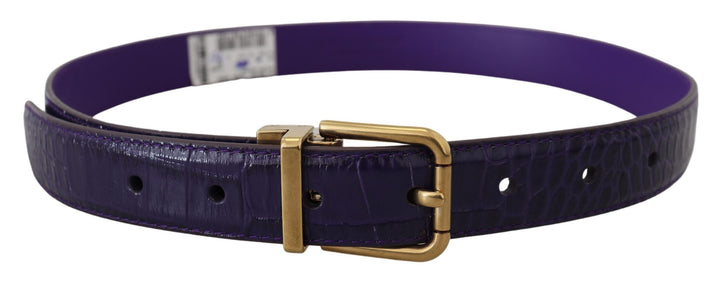 Purple exotic leather gold metal buckle belt