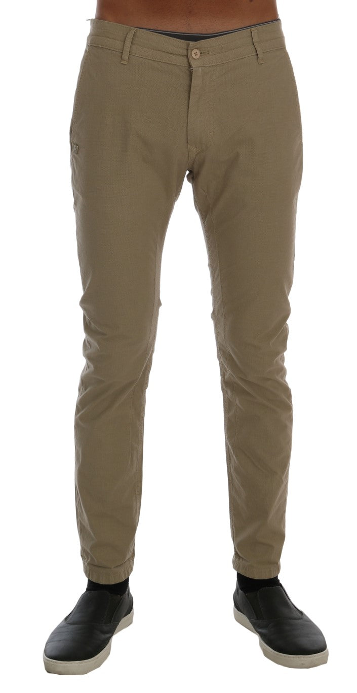 Beige slim fit chinos for sophisticated style
