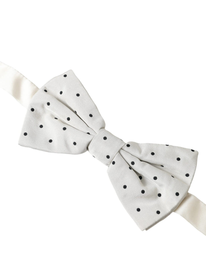 Weiß Schwarz Polka Dot Polyester Fliege Männer