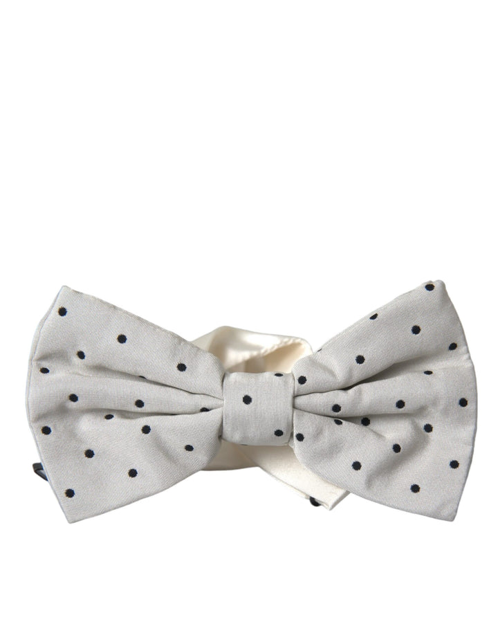 Weiß Schwarz Polka Dot Polyester Fliege Männer