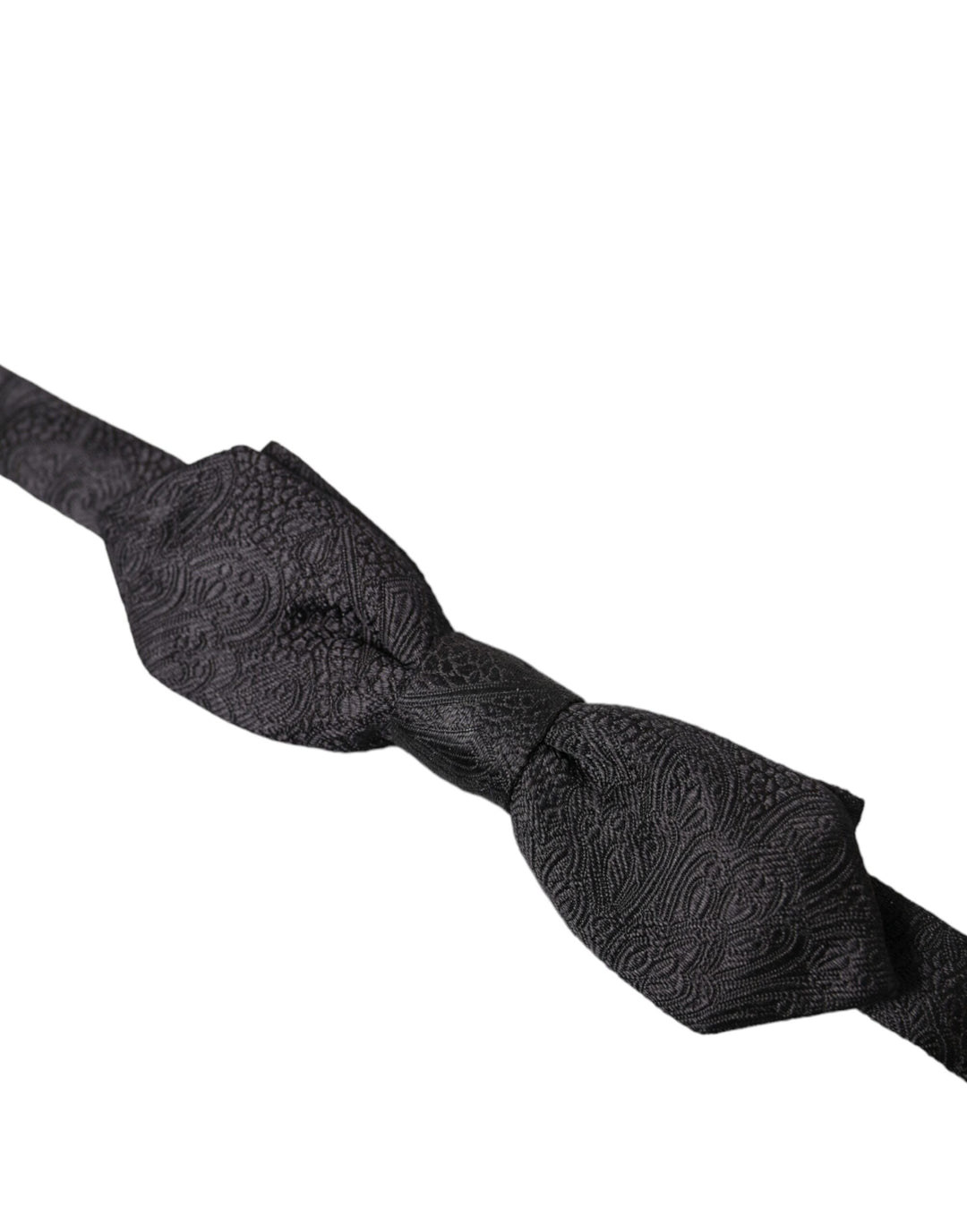 Black brocade silk bow tie with adjustable neck