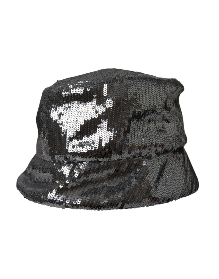 Silber Pailletten Nylon Eimer Hut Männer