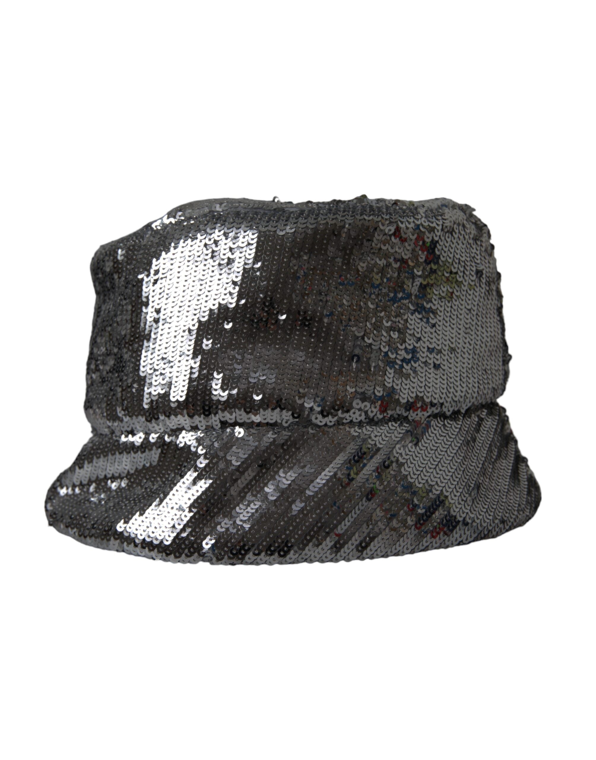 Silver Sequin Nylon Bucket Hat Men