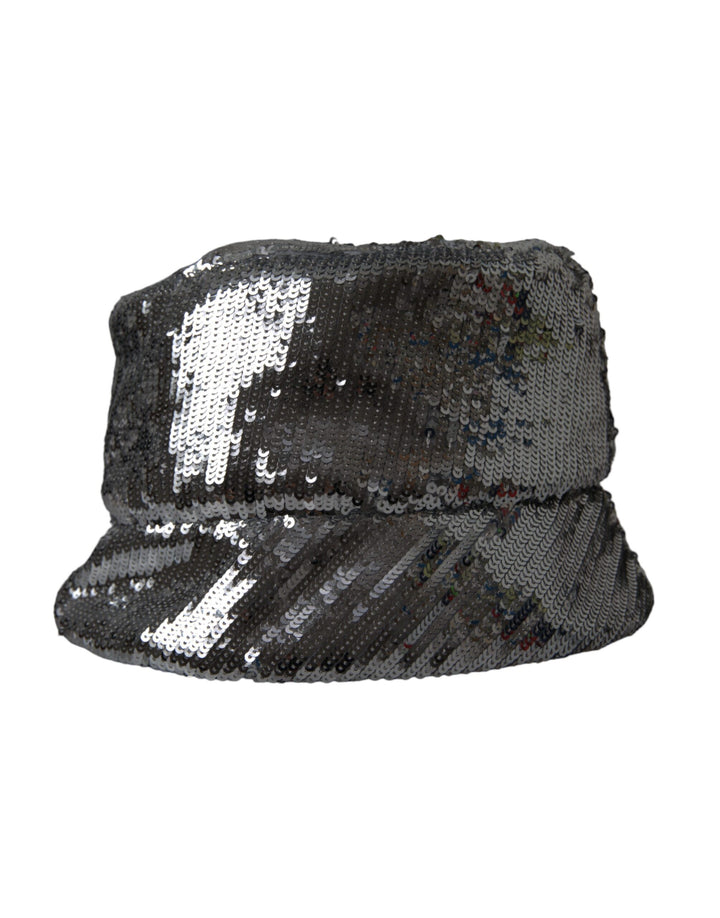 Silber Pailletten Nylon Eimer Hut Männer