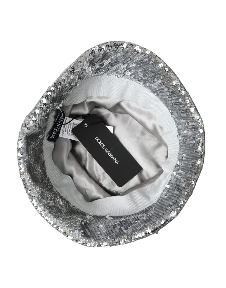 Silber Pailletten Nylon Eimer Hut Männer
