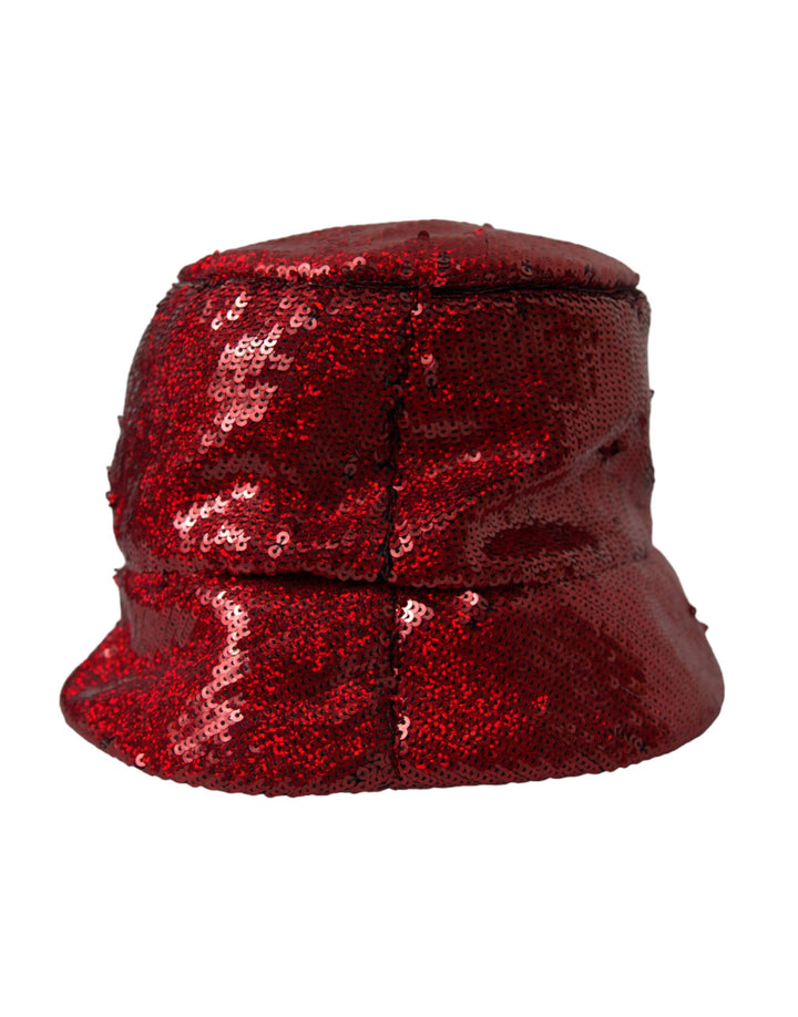 Red Sequin Nylon Bucket Hat Men