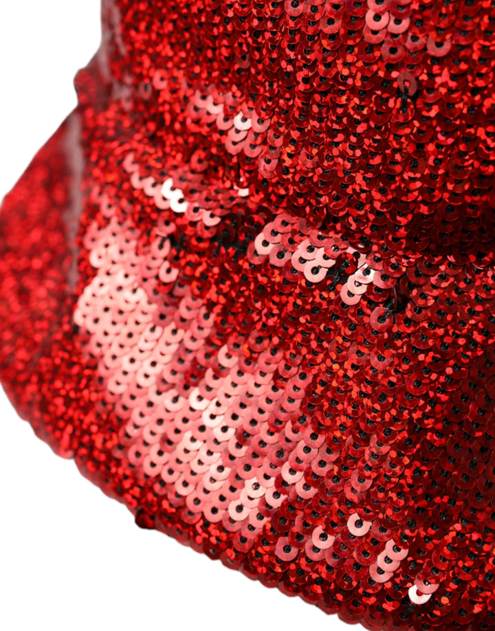 Red Sequin Nylon Bucket Hat Men