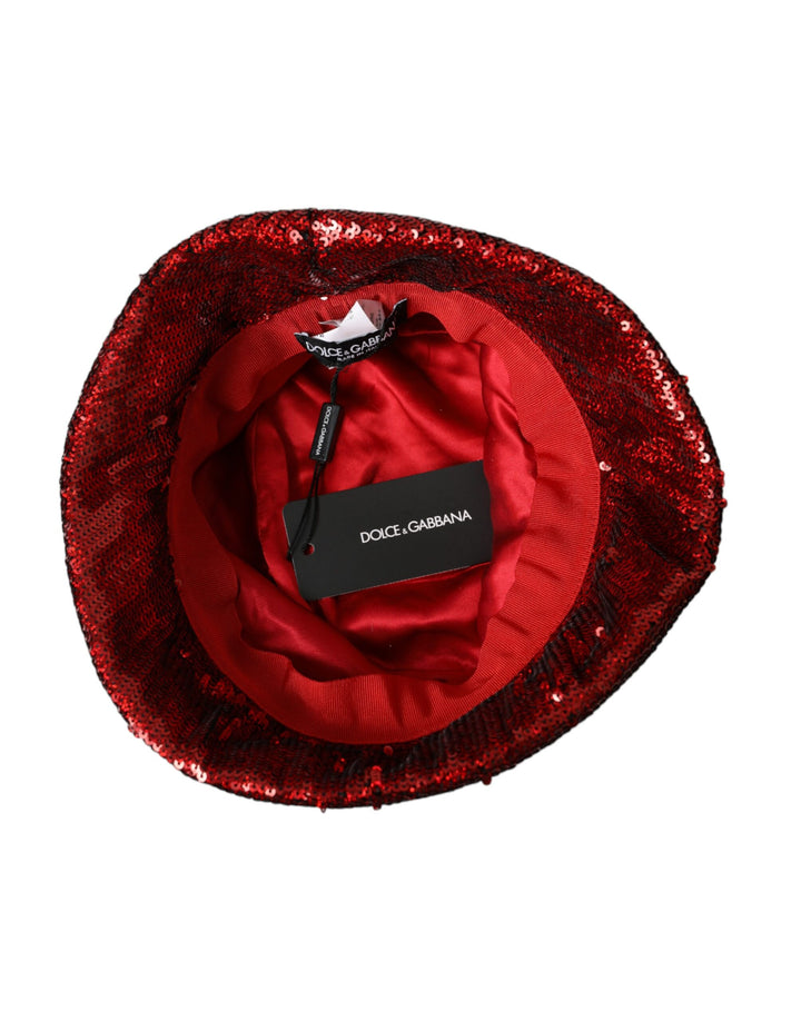 Red Sequin Nylon Bucket Hat Men
