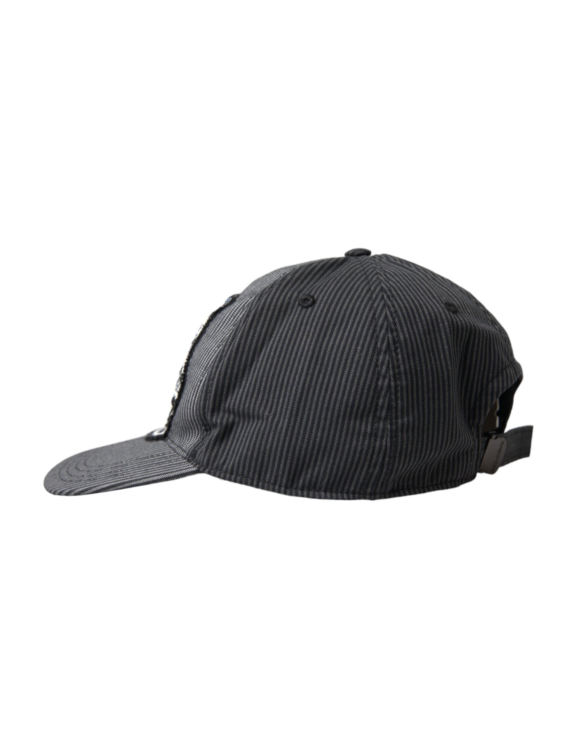 Black cotton embellished baseball cap men