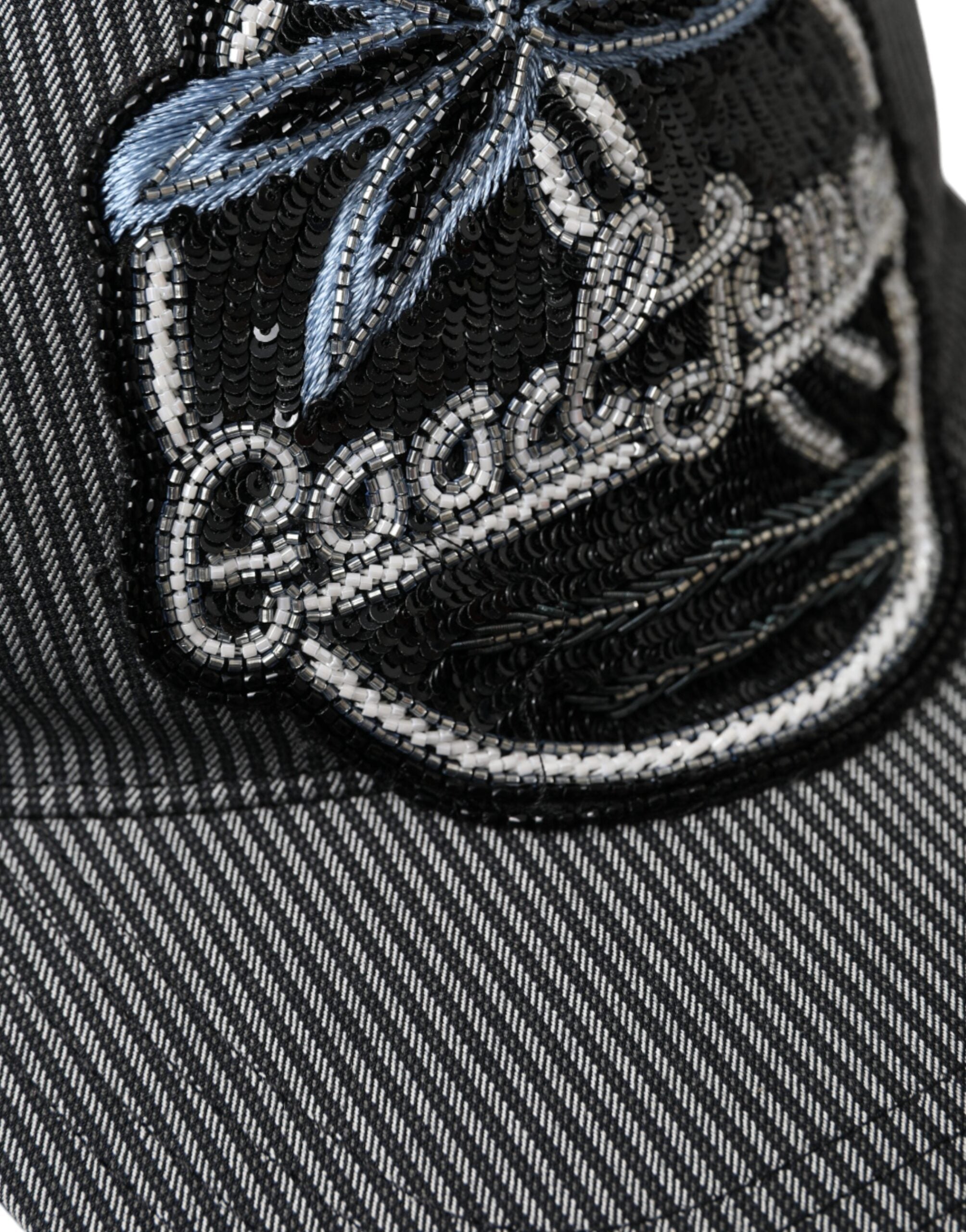 Black cotton embellished baseball cap men